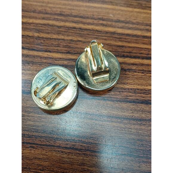 Floral Embroidered Unique Retro Pink Red Green Clip On Round Earrings Beautiful - Picture 6 of 9